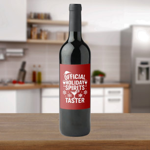 Rótulo De Garrafa De Cerveja Provador de espíritos engraçados de Natal vermelho