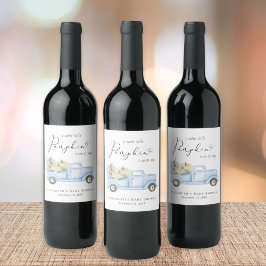 Rótulo De Garrafa De Cerveja Pumpkin Azul Caminhão Aquarela Chá Bebê