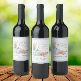 Rótulo De Garrafa De Cerveja Pumpkin Floral Watercolor Baby Boy Chá