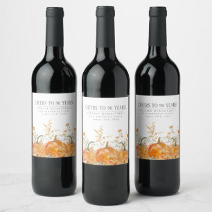 Rótulo De Garrafa De Cerveja Pumpkin Wildflower 90 Birthday Personalizado
