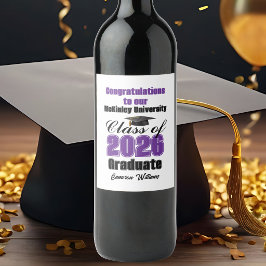 Rótulo De Garrafa De Cerveja Purple Class of 2026 Graduation Party Custom
