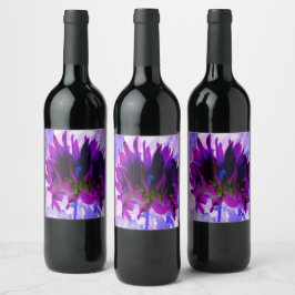 Rótulo De Garrafa De Cerveja Púrpura e preto Cactus Dahlia