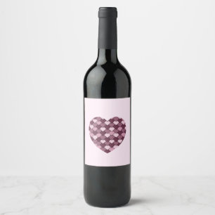 Rótulo De Garrafa De Cerveja Quadrado Rosa Cherry e coração de Diamond