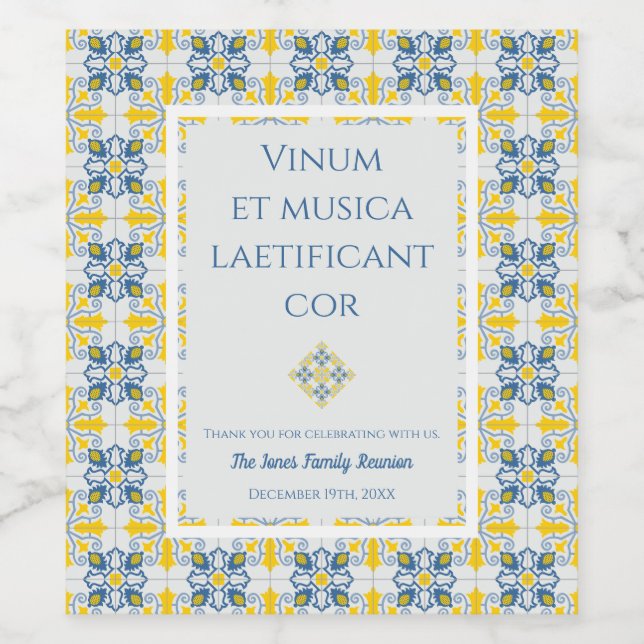 Rótulo De Garrafa De Cerveja Quadro de azulejos bonito portugueses para o Natal (Rótulo Único)