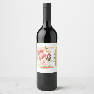 Rótulo De Garrafa De Cerveja Quadro e Bouquet de Rose com Watercolor