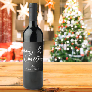 Rótulo De Garrafa De Cerveja Quadro Negro Personalizado   Feliz Natal