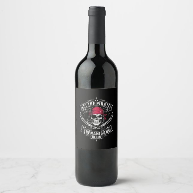 Rótulo De Garrafa De Cerveja Que Comece as Travessuras de Piratas do Halloween  (Frente)