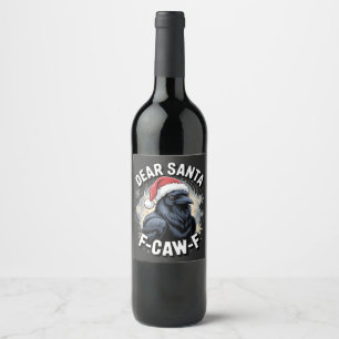 Rótulo De Garrafa De Cerveja Querido Papai Noel F-caw-F Corvo de Natal Engraçad