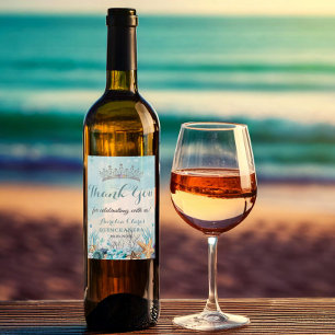 Rótulo De Garrafa De Cerveja Quinceañera Debaixo do Mar Conchas de Praia Corais