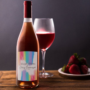 Rótulo De Garrafa De Cerveja Rainbow Watercolor Paint Cria Casamento LGBTQ