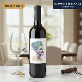 Rótulo De Garrafa De Cerveja Rainha Nefertiti Watercolor - Arte Egípcia