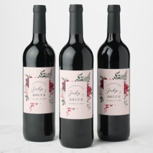 Rótulo De Garrafa De Cerveja Ramalhete de Noiva Rosa Romântico Personalizado