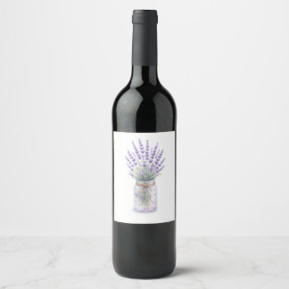 Rótulo De Garrafa De Cerveja Ramo de Lavanda em Tag de Presente de Aquarela de 