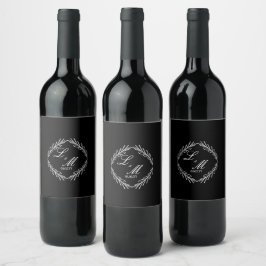 Rótulo De Garrafa De Cerveja Ramo de letra maiúscula Monograma Preto Branco Cas