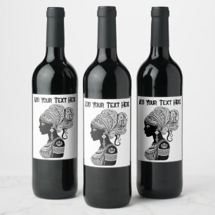 Rótulo De Garrafa De Cerveja Rapariga africana Retrato Tribal Tatuagem