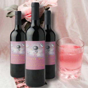 Rótulo De Garrafa De Cerveja Rapariga espacial Astronauta rockstars cor-de-rosa
