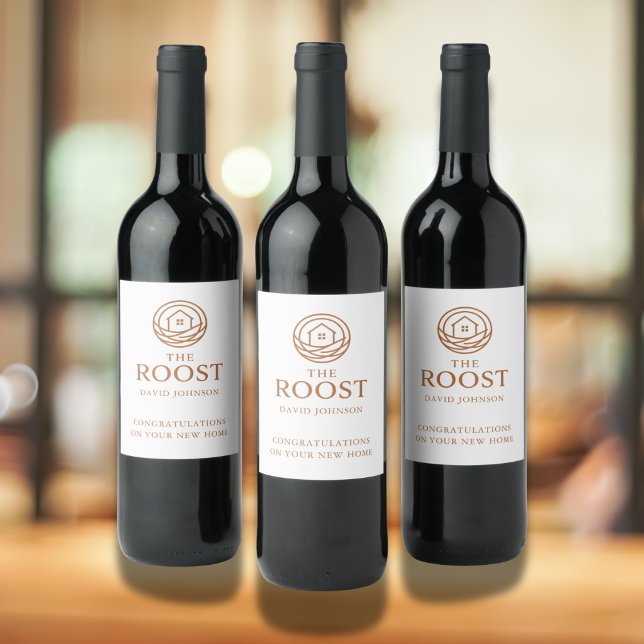 Rótulo De Garrafa De Cerveja Real Estate Logo Housewarming Marketing (Real Estate Logo Housewarming Marketing Wine Label)