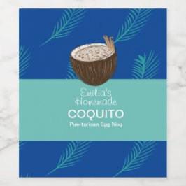 Rótulo De Garrafa De Cerveja Receita de Coquito Bebida Folha de Palmeira Coco N