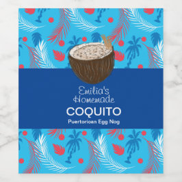 Rótulo De Garrafa De Cerveja Receita de Coquito Bebida Palmeiras Nogueira de Ov
