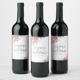 Rótulo De Garrafa De Cerveja Recepção de casamento Floral Cor-de-Rosa Moderna