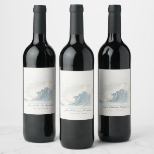 Rótulo De Garrafa De Cerveja Recepção Elegante Inspirada no Oceano