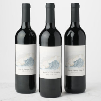 Rótulo De Garrafa De Cerveja Recepção Elegante Inspirada no Oceano