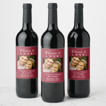 Red Cheers to Love Wedto Photo Bottle Favor
