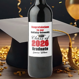 Rótulo De Garrafa De Cerveja Red Class of 2026 Graduation Party Custom