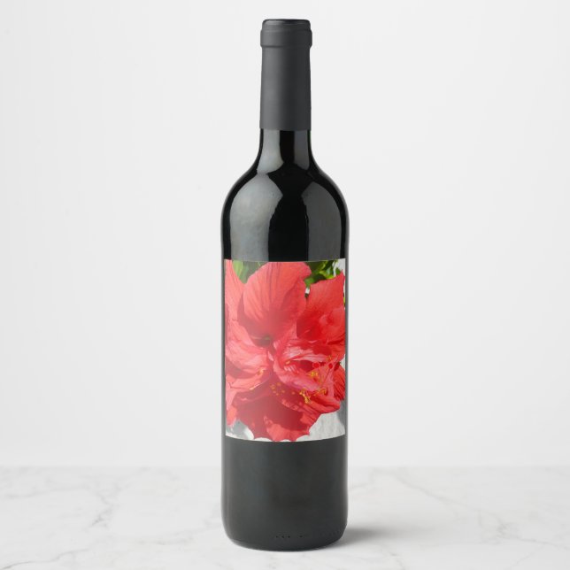 Rótulo De Garrafa De Cerveja Red Double Hibiscus Flower (Frente)