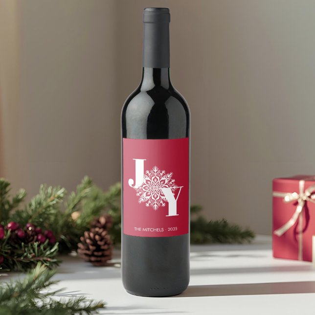 Rótulo De Garrafa De Cerveja Red Modern JOY Christmas (Criador carregado)