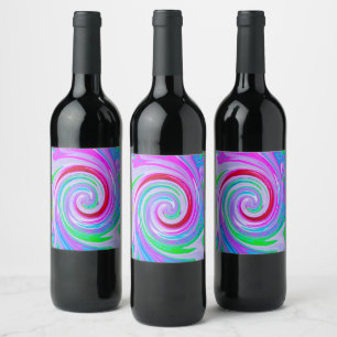 Rótulo De Garrafa De Cerveja Redemoinho Vermelho Abstrato Groovy em Roxo e Rosa