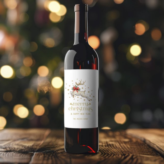 Rótulo De Garrafa De Cerveja Rena de Natal Dourada Branca (Criador carregado)