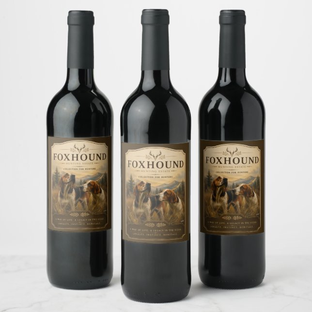 Rótulo De Garrafa De Cerveja Retrato de Foxhound – Nobre Cão de Caça (Garrafas)
