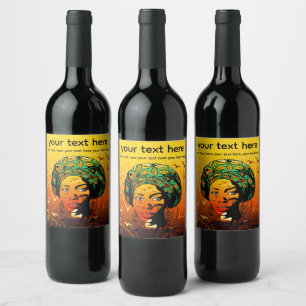 Rótulo De Garrafa De Cerveja Retrato de Mulher Africana com Sunset