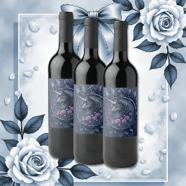 Rótulo De Garrafa De Cerveja Retrato de Unicórnio Escuro em um Quadro Redondo