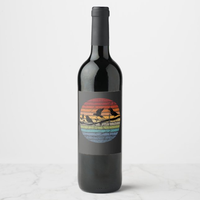 Rótulo De Garrafa De Cerveja Retro de observação de pássaros (Frente)