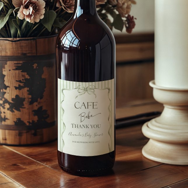 Rótulo De Garrafa De Cerveja Retro Neutral Bow Cafe Bebe Coffee Baby Shower (Criador carregado)