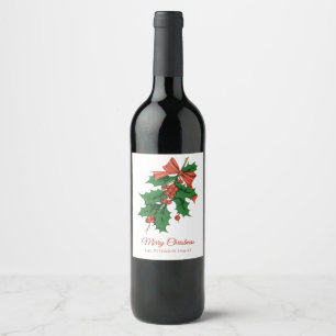 Rótulo De Garrafa De Cerveja Retro Vintage Merry Christmas Holly Nome do Arco