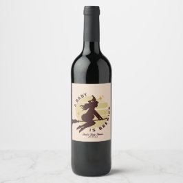 Rótulo De Garrafa De Cerveja Retro Witch Baby está Grávida Chás de Bebê