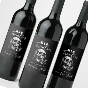 Rótulo De Garrafa De Cerveja RIP 20 anos Caveira Whiskey Birthday