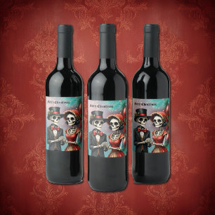 Rótulo De Garrafa De Cerveja Romance do Osso de Natal, Um simpático casal de es