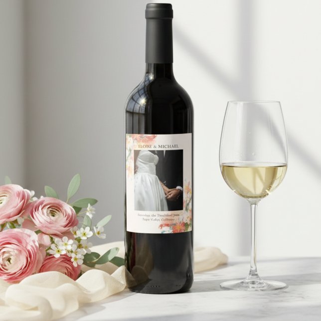 Rótulo De Garrafa De Cerveja Romantic Blush Painted Floral Wedding (Romantic Blush Painted Floral Wedding Wine Label)