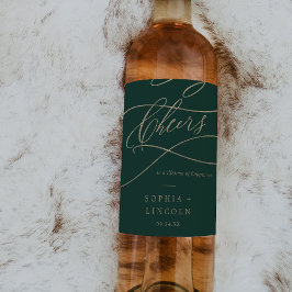 Rótulo De Garrafa De Cerveja Romântica Caligrafia Verde Anima Casamento