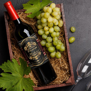 Rótulo De Garrafa De Cerveja Romântica Elegante Caligrafia Burgundy Damask