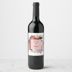 Rótulo De Garrafa De Cerveja Romântico crisântemo em cor-de-rosa
