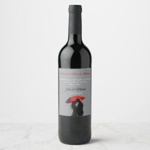 Rótulo De Garrafa De Cerveja Romântico Vermelho Guarda-chuvas Vermelho Parisien