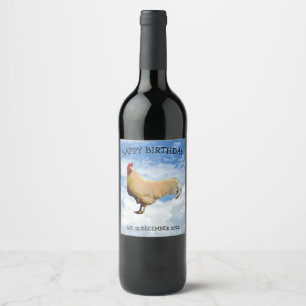 RÓTULO DE GARRAFA DE CERVEJA ROOSTER SKY CLOUDS FOTO FELIZ RÓTULO DO VINHO DE A