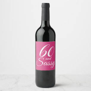 Rótulo De Garrafa De Cerveja Rosa 60 e aniversário Sassy