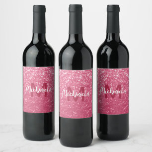 Rótulo De Garrafa De Cerveja Rosa claro da rosa da da brilha monograma