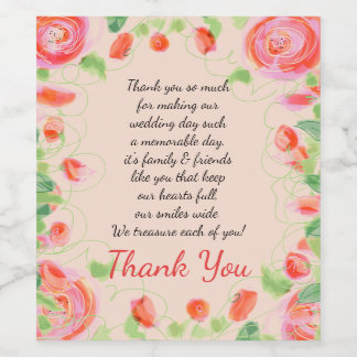 Rótulo De Garrafa De Cerveja Rosa Com Floral